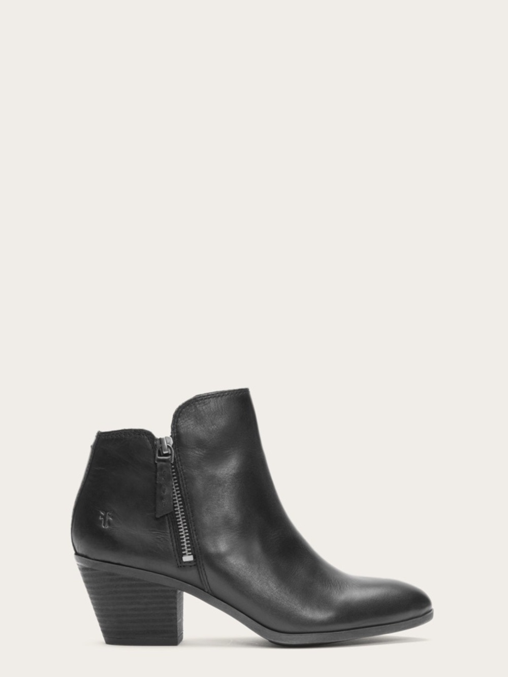 Frye Judith Black Leather Side-Zip Ankle Bootie